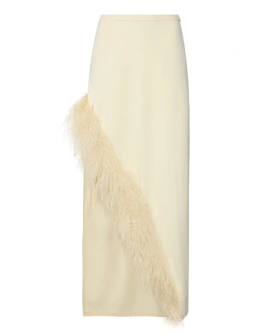 Shop Lapointe Crepe Feather Asymmetrical Skirt In Cream