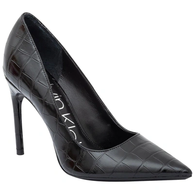 Shop Calvin Klein Venten Womens Faux Leather Stiletto Pumps In Black