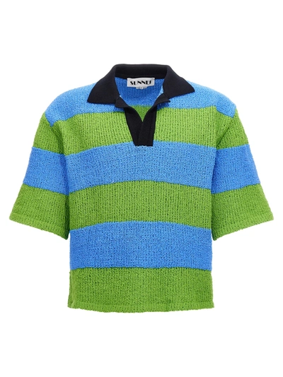 Shop Sunnei Striped Knit  Shirt Polo Multicolor