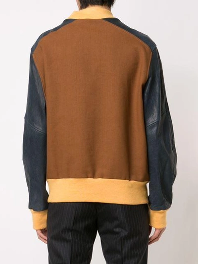 Shop Maison Margiela Colour Block Bomber Jacket In Brown