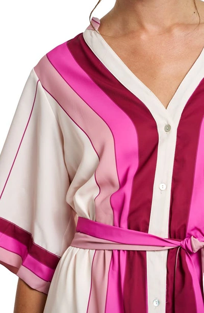 Shop Ciebon Carmine Stripe Elbow Sleeve Shirtdress In Pink