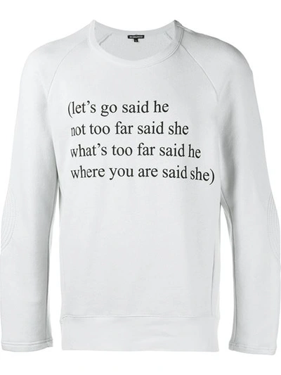 Ann Demeulemeester Poem Print Sweatshirt In Light Grey Ann Demeulemeester Poem Print Sweatshirt In Light Grey