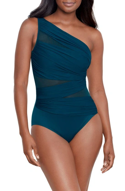 Shop Miraclesuit Jena One-shoulder One-piece Swimsuit In Nova Green