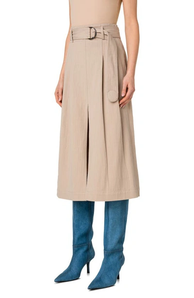 Shop Akris Punto Cotton Stretch Denim A-line Skirt In 043 Beige