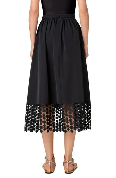 Shop Akris Punto Dot Guipure Lace Hem Taffeta Midi Skirt In 009 Black