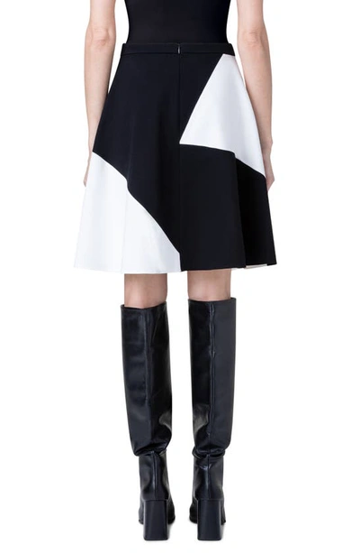Shop Akris Punto Kaleidoscope Colorblock Jersey A-line Skirt In 009 Black-cream