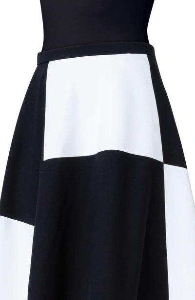 Shop Akris Punto Kaleidoscope Colorblock Jersey A-line Skirt In 009 Black-cream