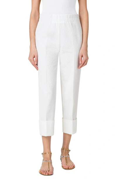 Shop Akris Punto Farell Wide Cuff Crop Pants In 011 Cream