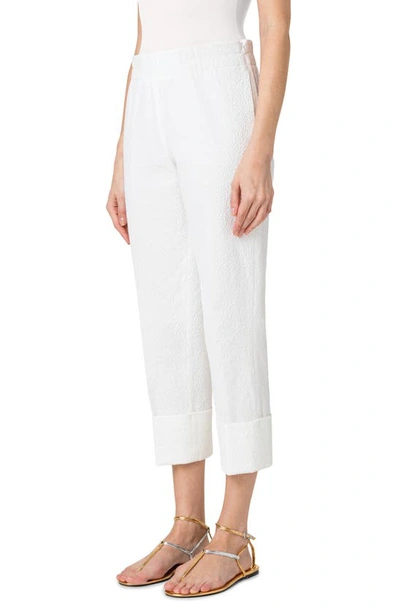 Akris Punto Farell Cotton Seersucker Pants In 011 Cream