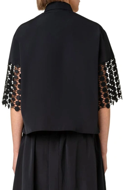 Akris Punto Kaleidoscope Mix Media Blouse In Black