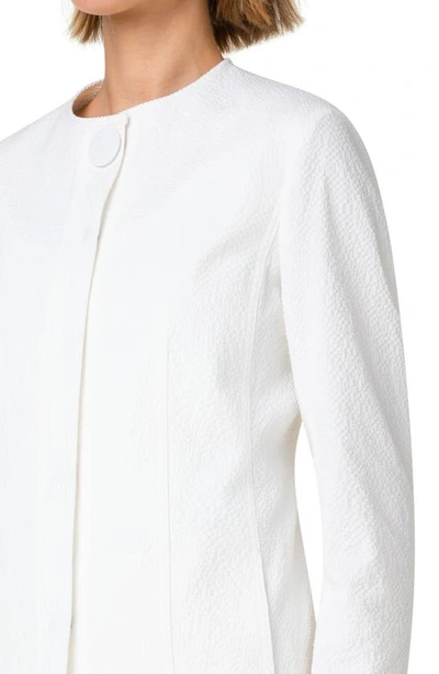 Shop Akris Punto Stretch Cotton Seersucker Jacket In Cream