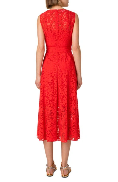 Shop Akris Punto Sleeveless Lace Organza Dress In Red