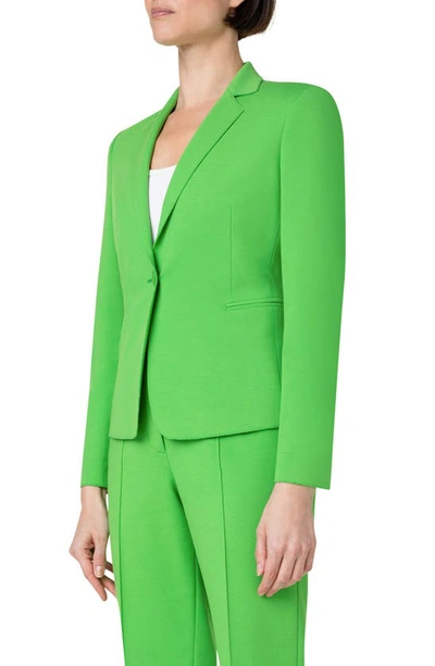 Shop Akris Punto One-button Signature Jersey Jacket In 252 Vibrant Green