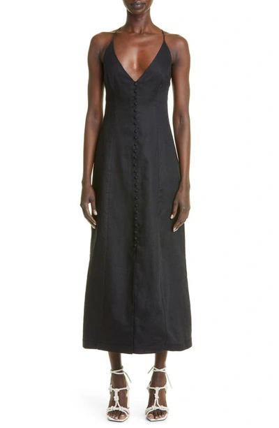 Shop Zimmermann Halcyon Linen Slipdress In Black