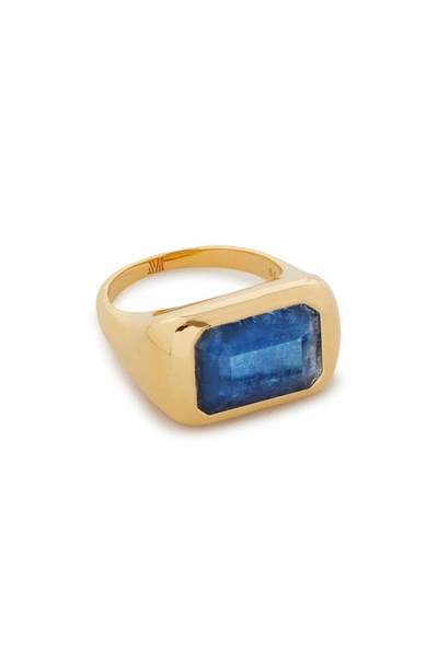 Shop Monica Vinader Power Cocktail Ring In 18ct Gold Vermeil/blue