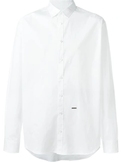 Dsquared2 Cotton Poplin Stretch Shirt, White In White
