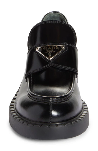 Shop Prada Triangle Logo Patent Leather Loafer In Nero