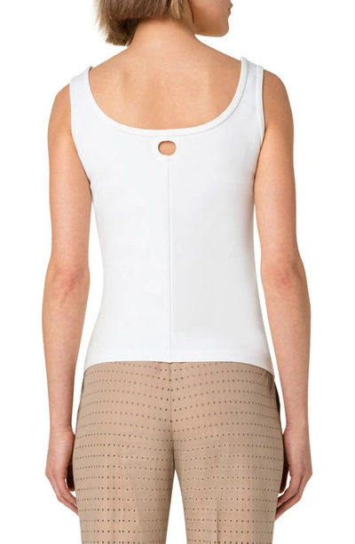Shop Akris Punto Fitted Scoop Neck Jersey Tank In Cream