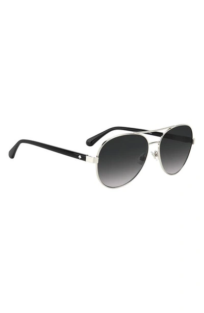 Shop Kate Spade Averie 58mm Gradient Aviator Sunglasses In Palladium / Grey Shaded
