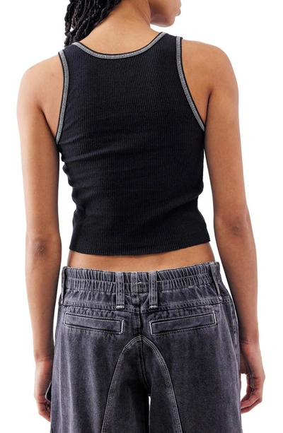 Shop Bdg Urban Outfitters Contrast Stitch Scoop Neck Crop Tank Top In Black