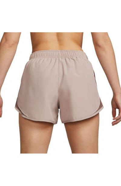 Shop Nike Dri-fit Tempo Running Shorts In Taupe/ Wolf Grey