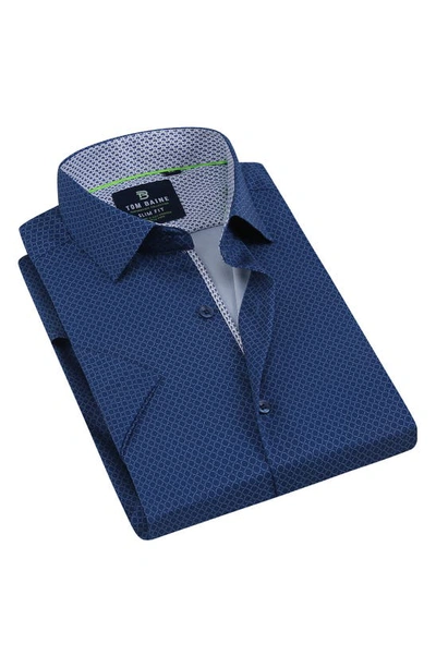 Tom Baine Slim Fit Performance Short Sleeve Button-up Shirt In Blue