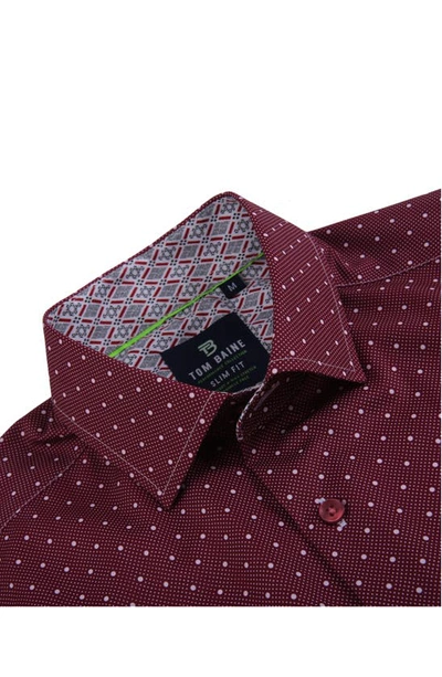 Tom Baine Slim Fit Performance Short Sleeve Button-up Shirt In Dark Red