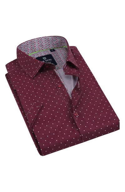Tom Baine Slim Fit Performance Short Sleeve Button-up Shirt In Dark Red