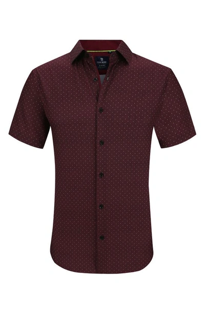 Shop Tom Baine Slim Fit Performance Short Sleeve Button-up Shirt In Red