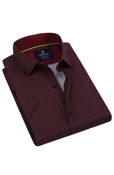 Shop Tom Baine Slim Fit Performance Short Sleeve Button-up Shirt In Red