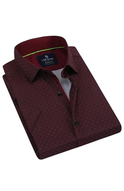 Tom Baine Slim Fit Performance Short Sleeve Button-up Shirt In Red