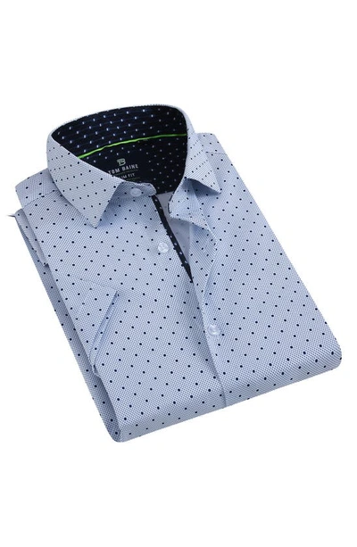 Tom Baine Slim Fit Performance Short Sleeve Button-up Shirt In Blue