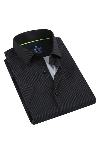 Tom Baine Slim Fit Performance Short Sleeve Button-up Shirt In Black