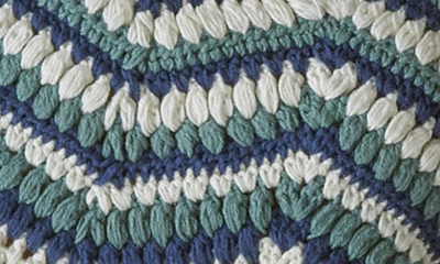 Zigzag Crochet Crop Top In Blue Multi Stripe