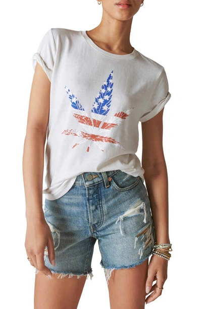 Shop Lucky Brand Flag Leaf Graphic T-shirt In White Sand