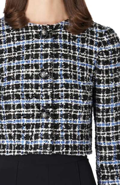 Shop Carolina Herrera Metallic Tweed Crop Jacket In Bluebell Multi