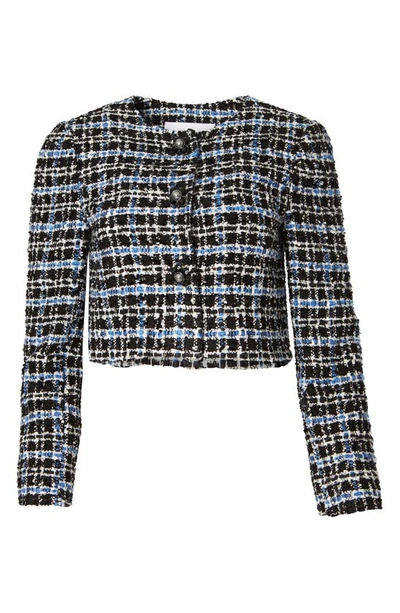 Shop Carolina Herrera Metallic Tweed Crop Jacket In Bluebell Multi