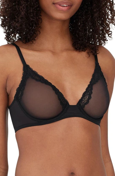 Shop Skarlett Blue Passion Underwire Plunge Unlined Mesh Bra In Black