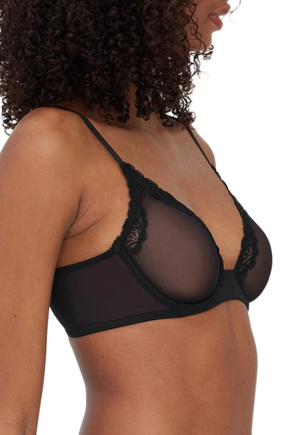 Shop Skarlett Blue Passion Underwire Plunge Unlined Mesh Bra In Black