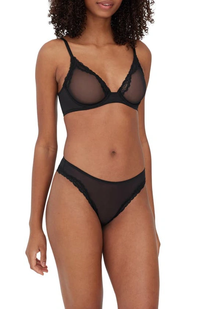 Shop Skarlett Blue Passion Underwire Plunge Unlined Mesh Bra In Black