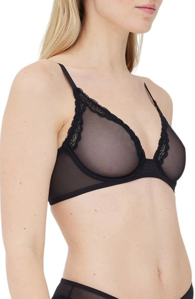 Shop Skarlett Blue Passion Underwire Plunge Unlined Mesh Bra In Black