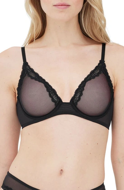 Shop Skarlett Blue Passion Underwire Plunge Unlined Mesh Bra In Black