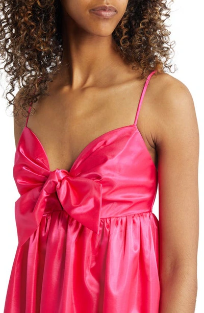Shop Lulus Flirting With Fab Satin Babydoll Gown In Pink