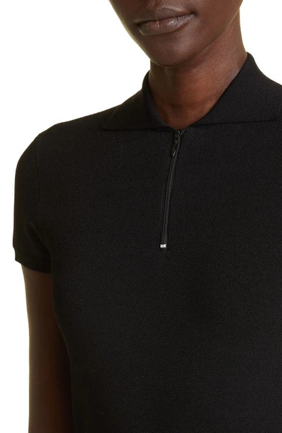 Shop The Row Cauro Short Sleeve Knit Polo In Black