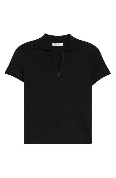 Shop The Row Cauro Short Sleeve Knit Polo In Black
