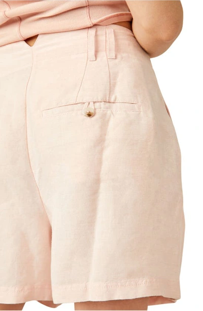 Shop Free People Calla Pleated Linen Blend Trouser Shorts In Strawberry Colada