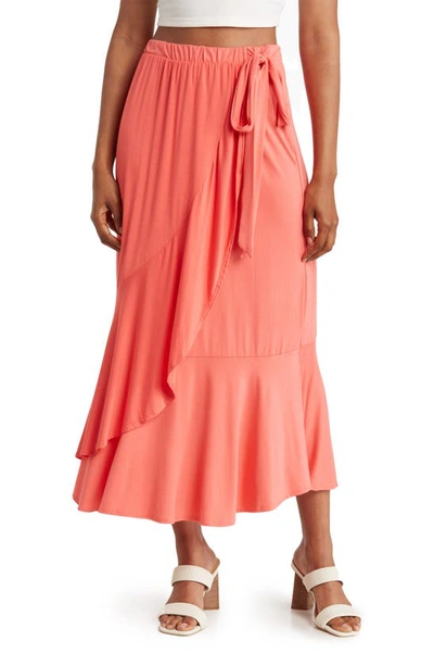 Shop Go Couture Faux Wrap Midi Skirt In Crystal Rose