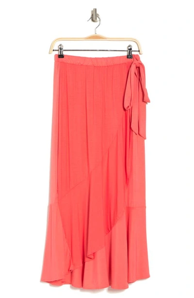 Go Couture Faux Wrap Midi Skirt In Crystal Rose