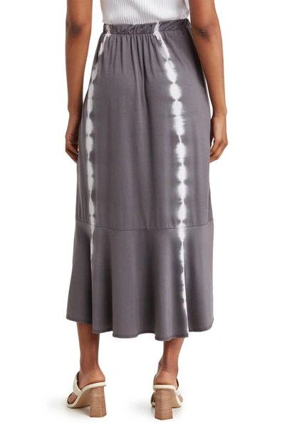 Shop Go Couture Faux Wrap Midi Skirt In Charcoal
