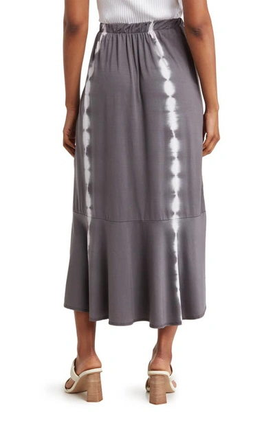 Go Couture Faux Wrap Midi Skirt In Charcoal